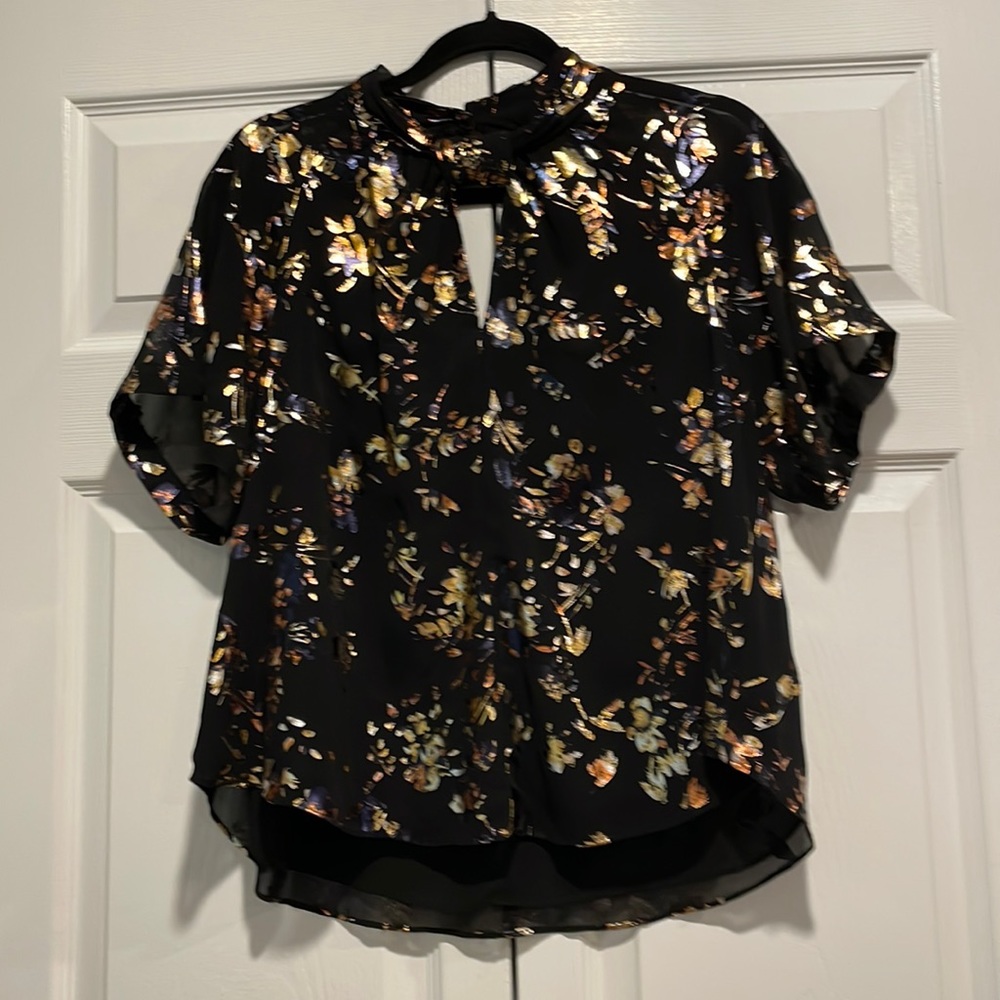 Blouse, black and gold